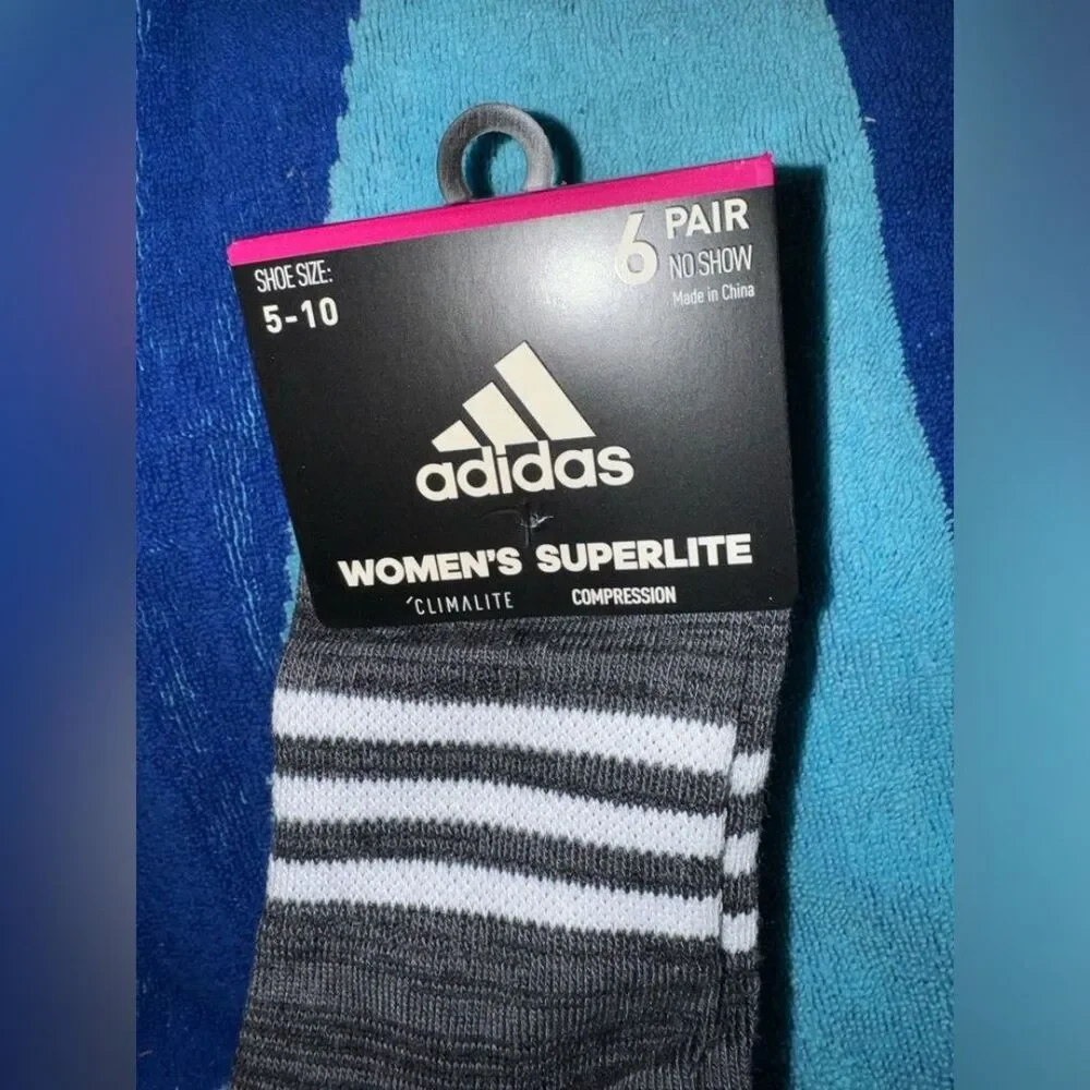 Adidas 6 pair of no show socks womens shoe size 5-10 New with tags B20